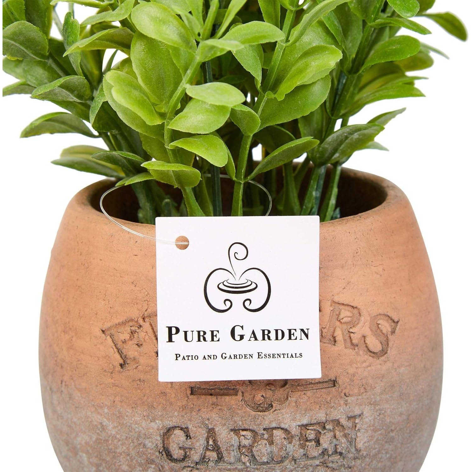 Pure Garden Set of 3 Artificial 8 inch Greenery Plants in Flowers Garden Pots