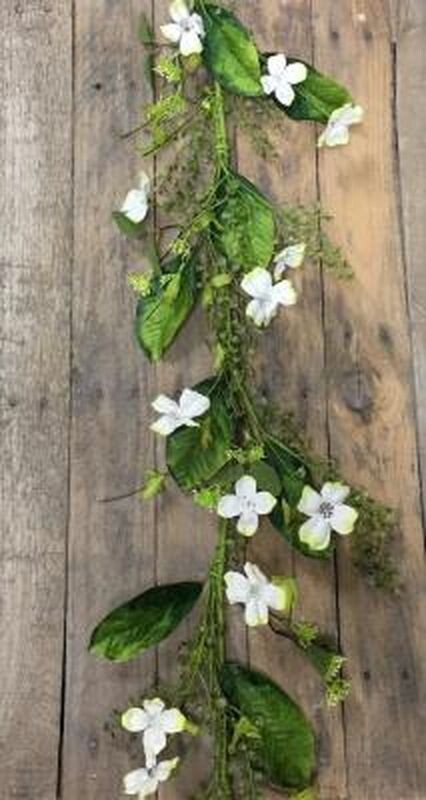 New Spring Summer Farmhouse WHITE DOGWOOD FLOWER GARLAND Swag Vine 48″