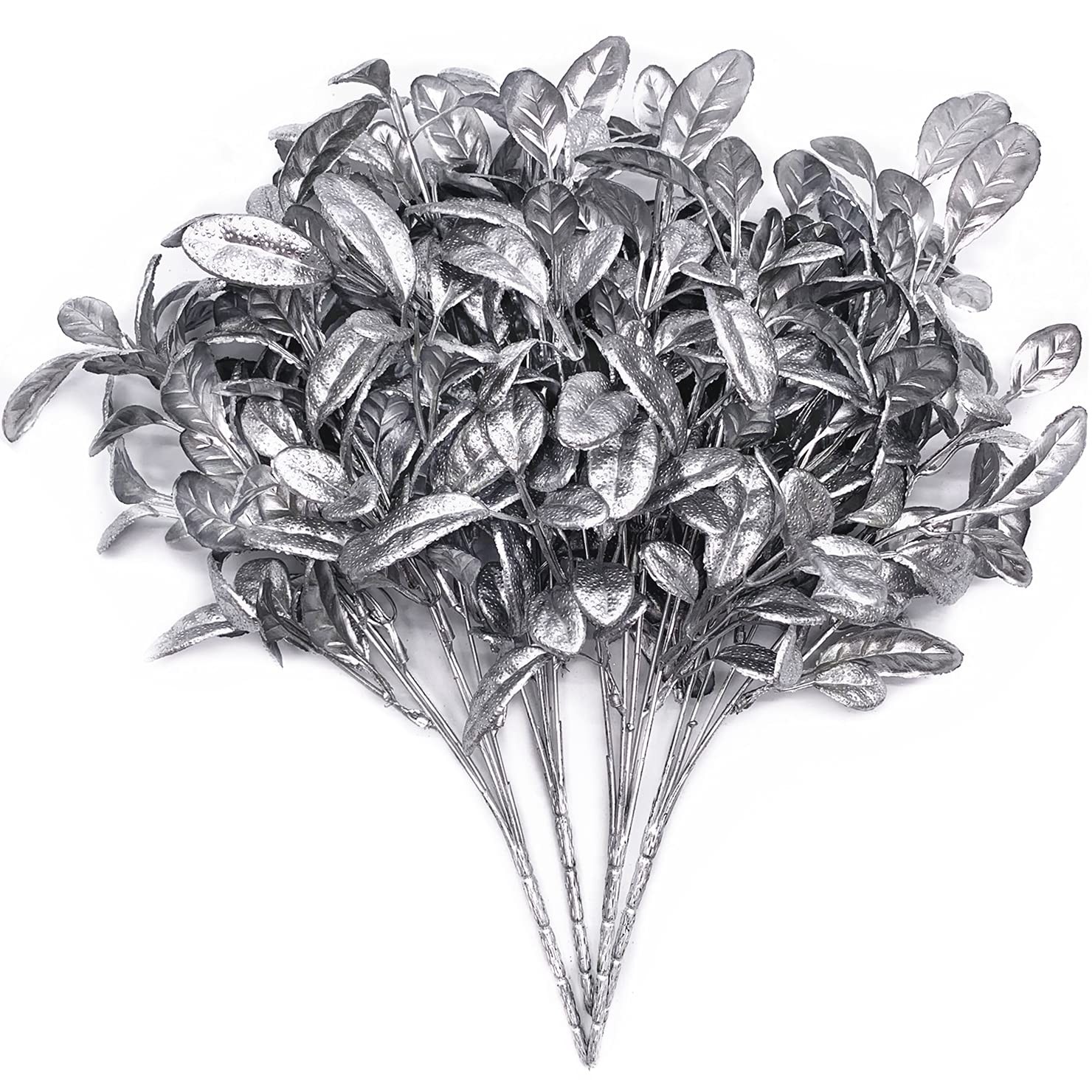 Christmas Artificial Plants Decoration Silver Flowers 4 Pcs, Plastic Plant Fa…
