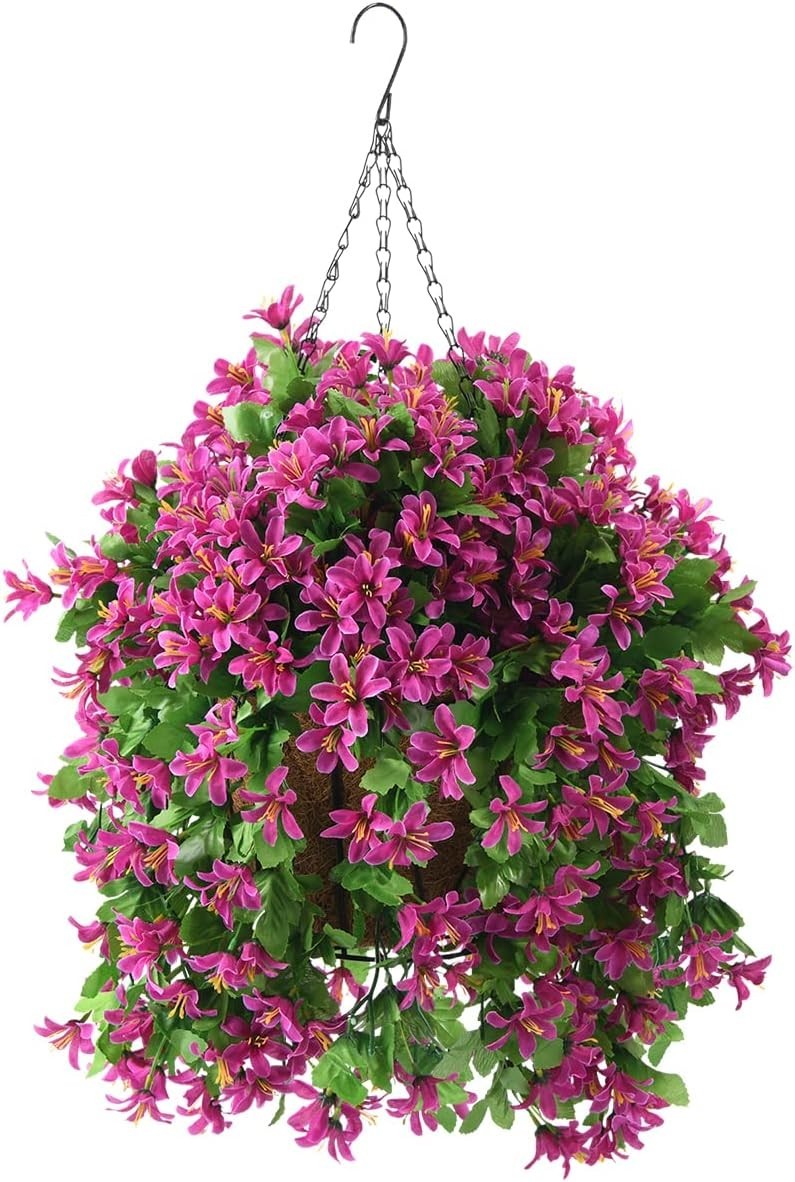 Artificial Hanging Flowers in Basket for Spring Summer Outdoor Porch Decorati…
