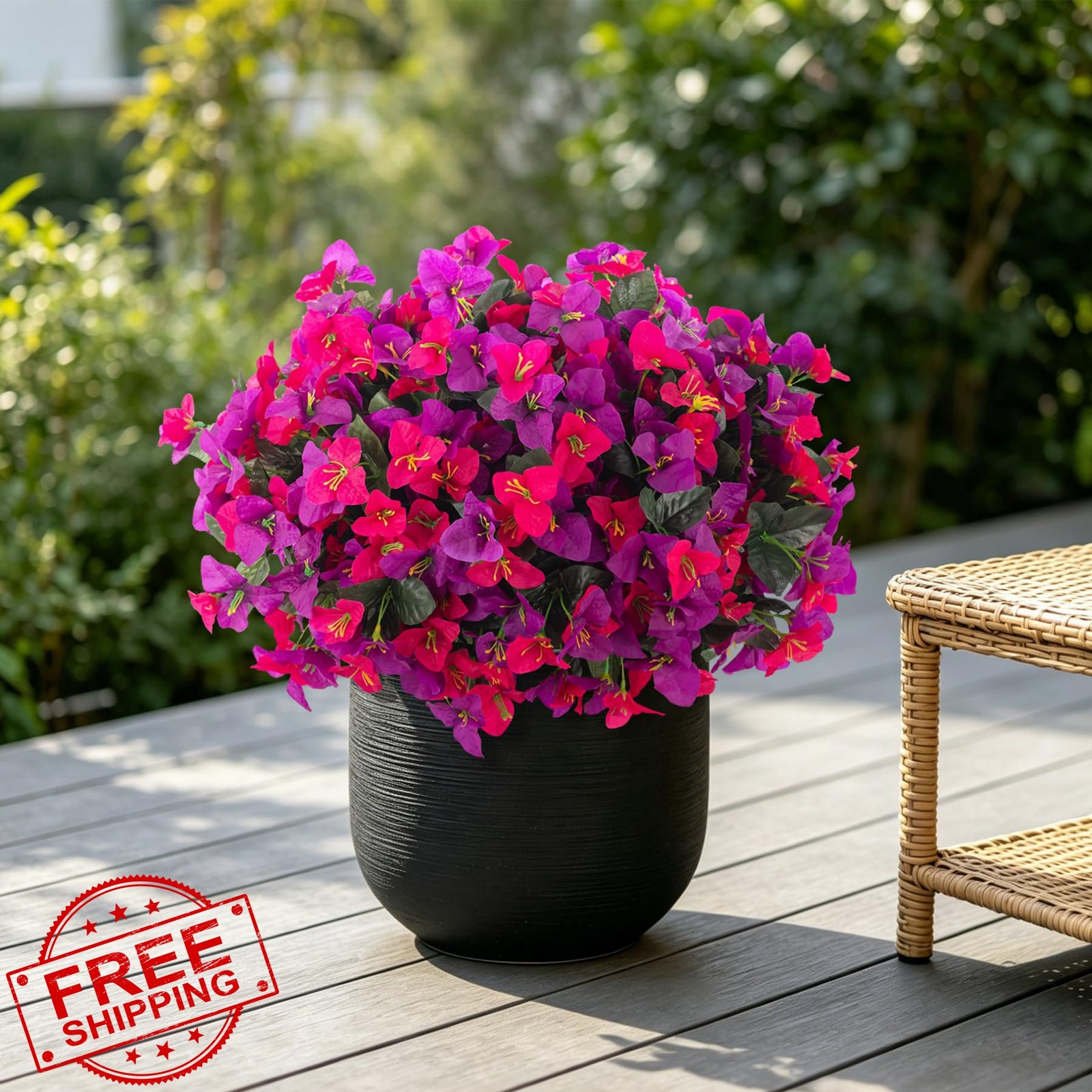 INXUGAO Purple Fuchsia Faux Flowers 6 Bundles