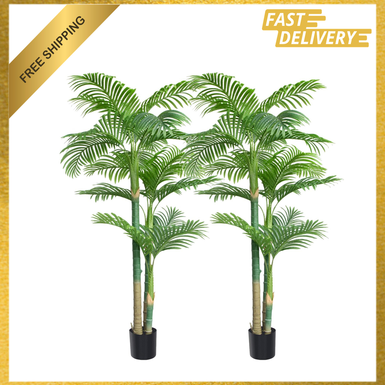 6ft Artificial Palm Tree with UV Resistant Silk Leaves, Indoor Outdoor
