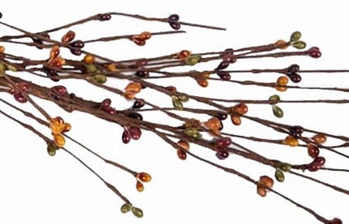 55″ Primitive Pip Berry Garland Burnt Orange, Mustard, Green, Burgundy – FALL