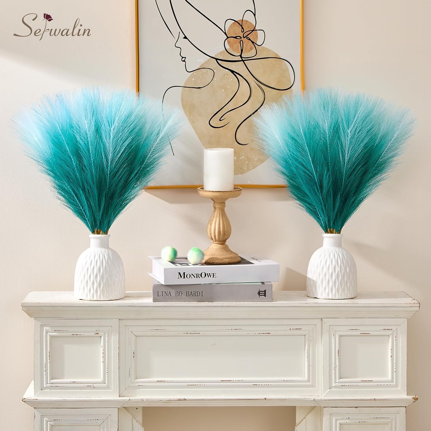 Luxurious 17.7 Inch Silk Faux Pampas Grass – 6 Pcs for Wedding & Home Styling