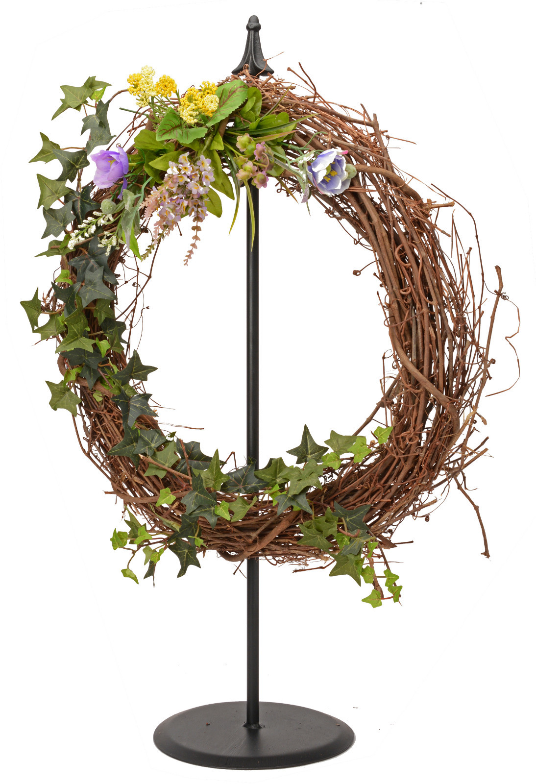 WREATH HOOK STAND 30″ Free Standing Wrought Iron Holder Classic Final Amish USA