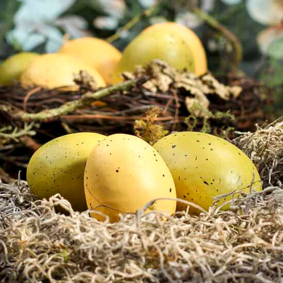 Package of 36 Faux Spring Green and Yellow Speckled Eggs
