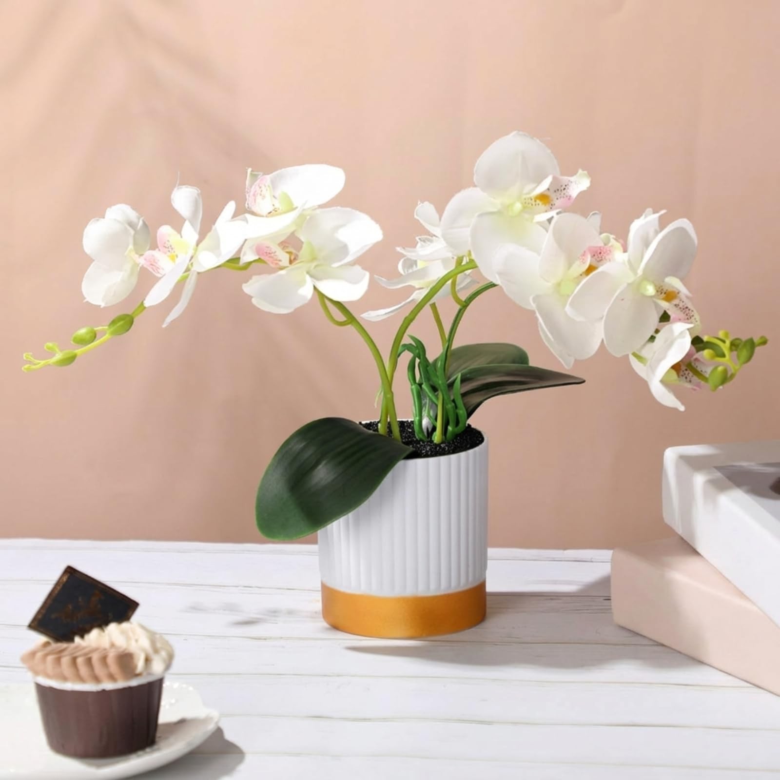 Orchid Artificial Flowers in Pot 15 Inches Artificial Orchid Flowers Phalaeno…