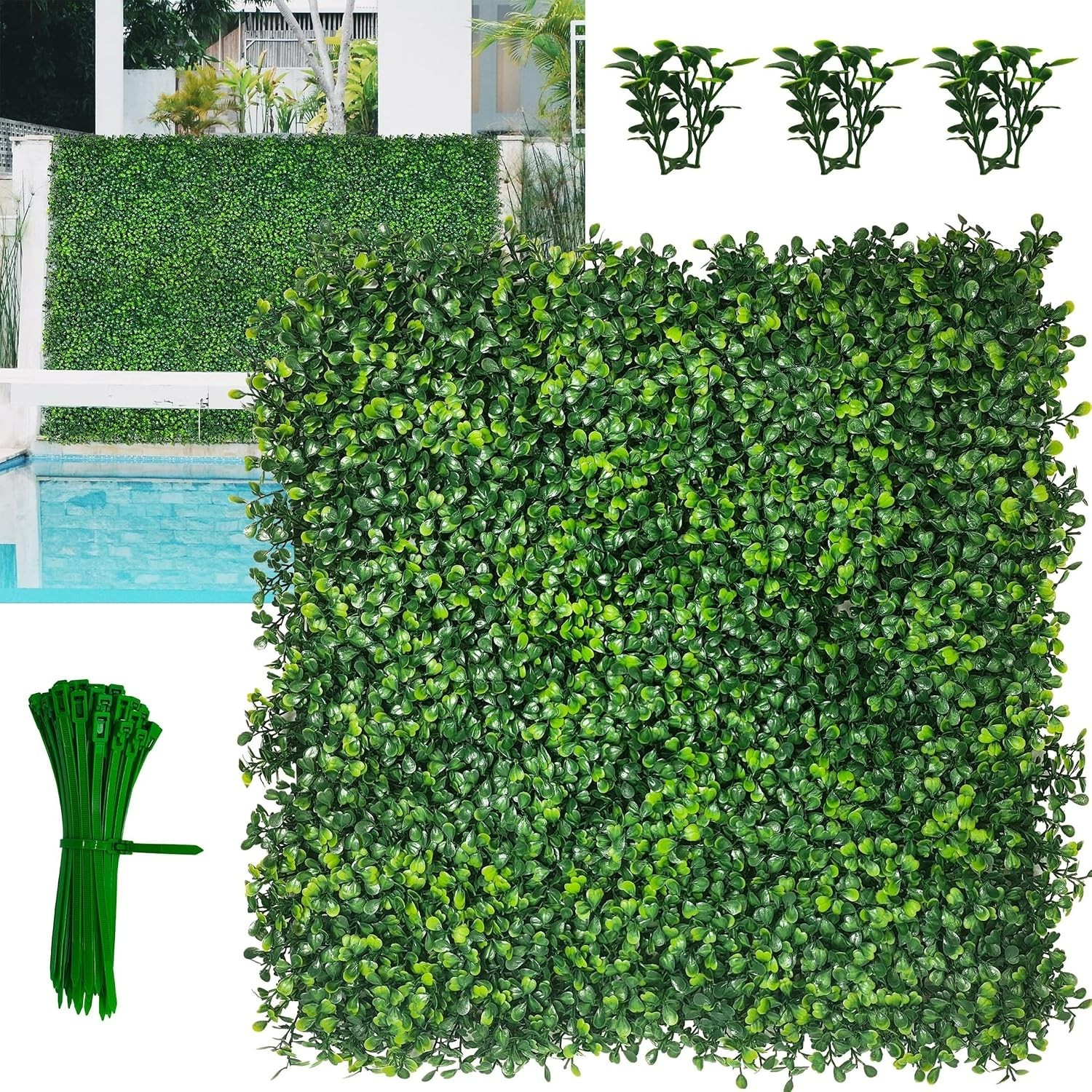 UV-Resistant 10×10 Faux Boxwood Panel (12 P) for Elegant Indoor Outdoor Privacy