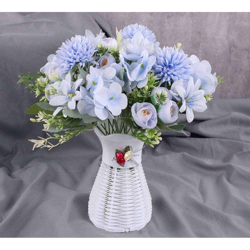 Nordic Style Silk Hydrangea Bouquet 7 Head for Wedding Arch Shelf Mantel Decor