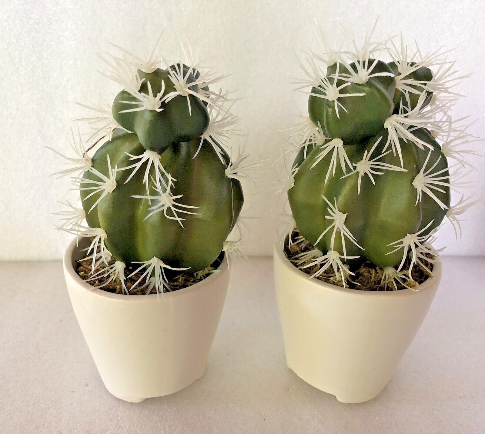 Set of 2 Faux Cactus Artificial Plants in Ceramic Pots 7″ Tall