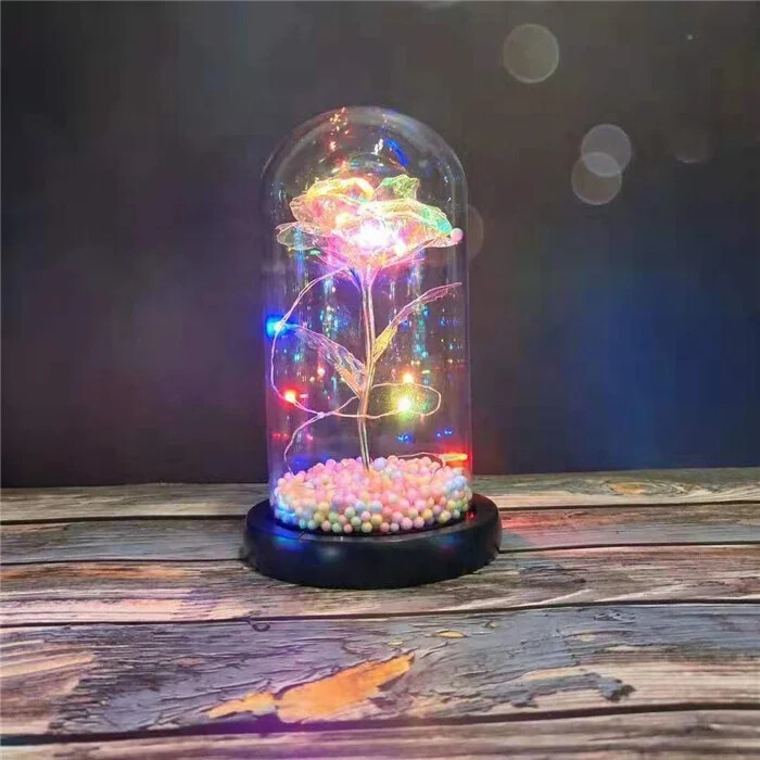 Wholesale artificial rose LED lighting, high-quality 24K rose glass cover