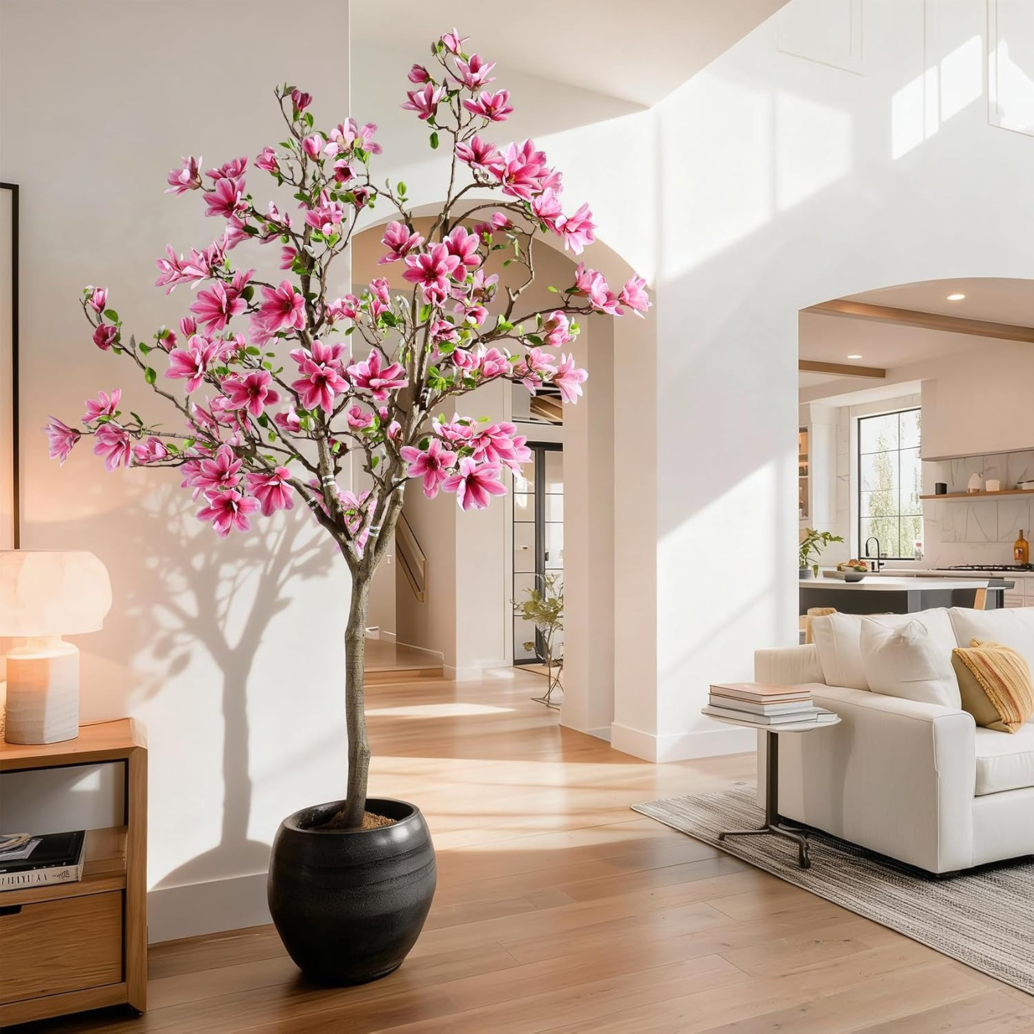 Realistic Tall Magnolia Flower Tree for Home, Office & Patio Decor