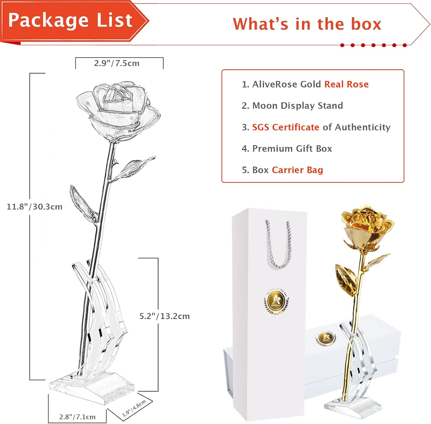 24K Gold Rose, Golden Rose Made from Real Rose – Unique Design Dipped Rose for A