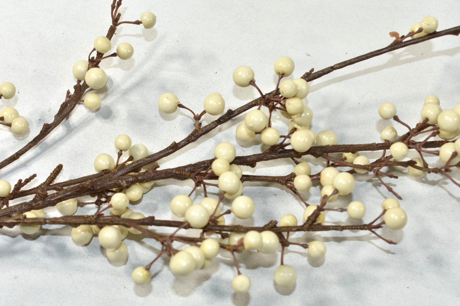 Pottery Barn Set of 3 Faux Berry Branch White Ivory 32″ Artificial Flower Stems