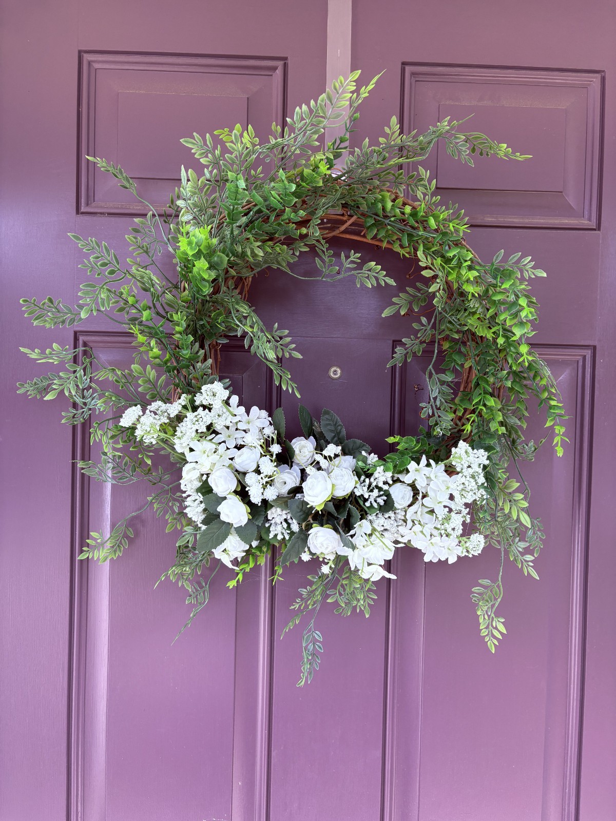 Spring, Summer or Any Occasion Handcrafted Faux / Plastic White flowers Wreath