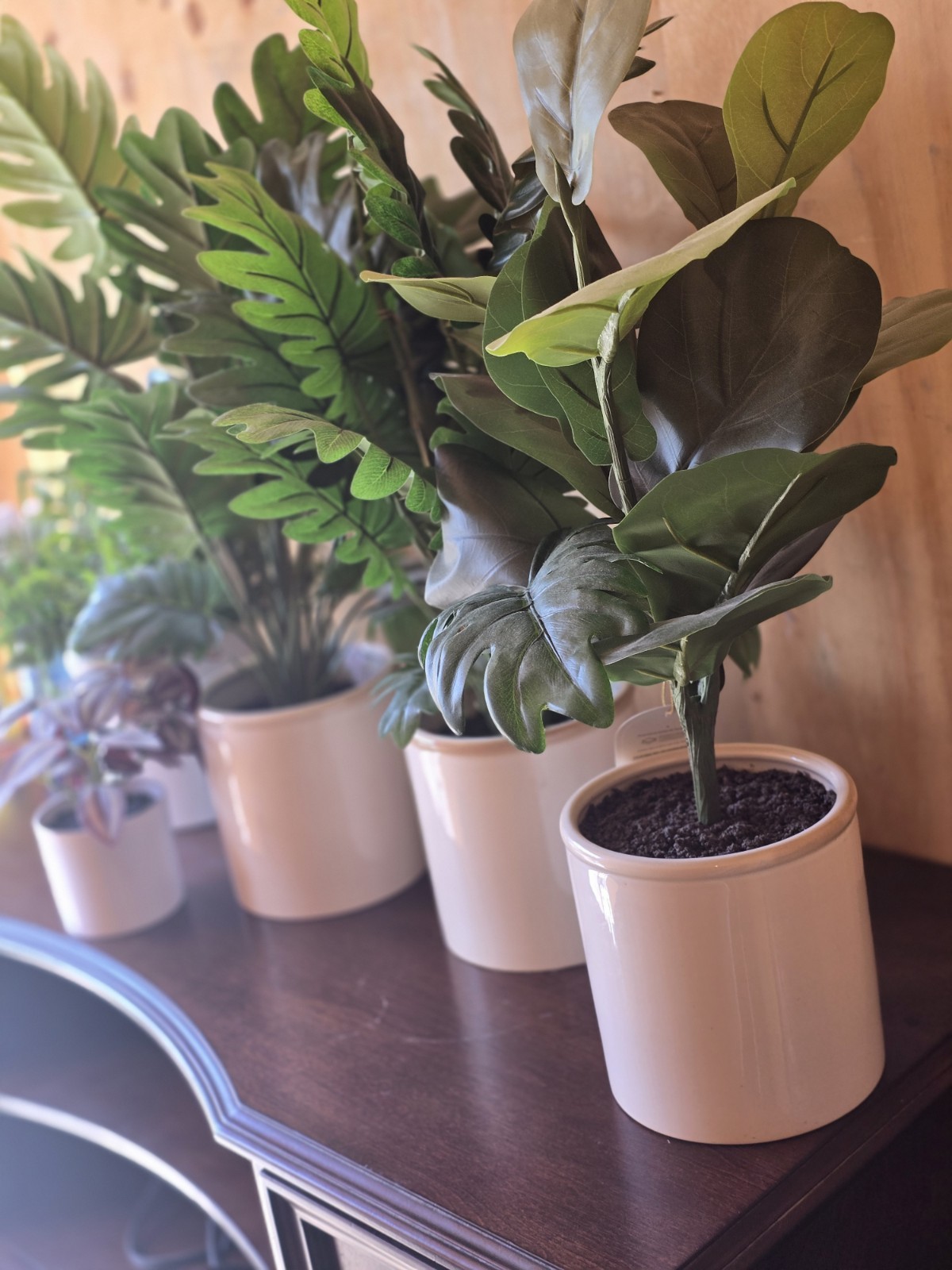 Bundle Deal: Faux Plants Set with TwoMetal Plant Stands – Excellent Condition!