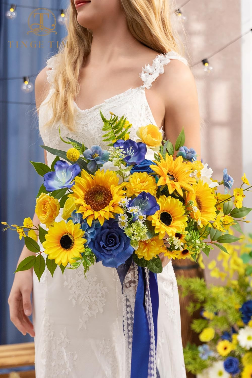 13″ Sunflower Bridal Bouquet – Artificial Silk Flowers for Weddings & Graduation