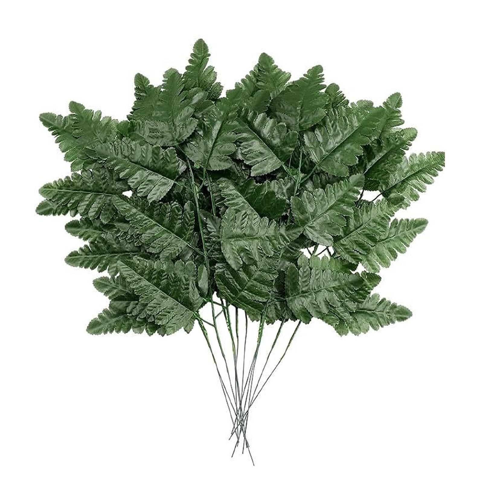 Artificial Silk Green Fern Leaves Realistic Picks For Cemetery & Home 24 PCS