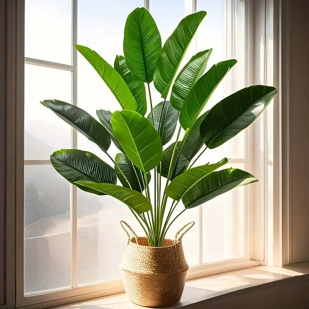 1pc Artificial Plants Large Tropical Palm Tree Fake Banana Plants Leaves Real