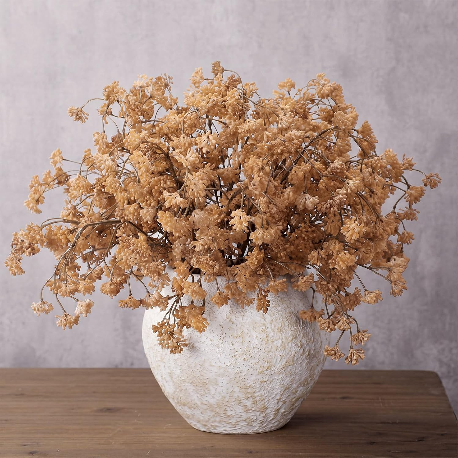 Beige Faux Berry Stems – 6 Pcs Realistic Sedum Picks for Fall Decor