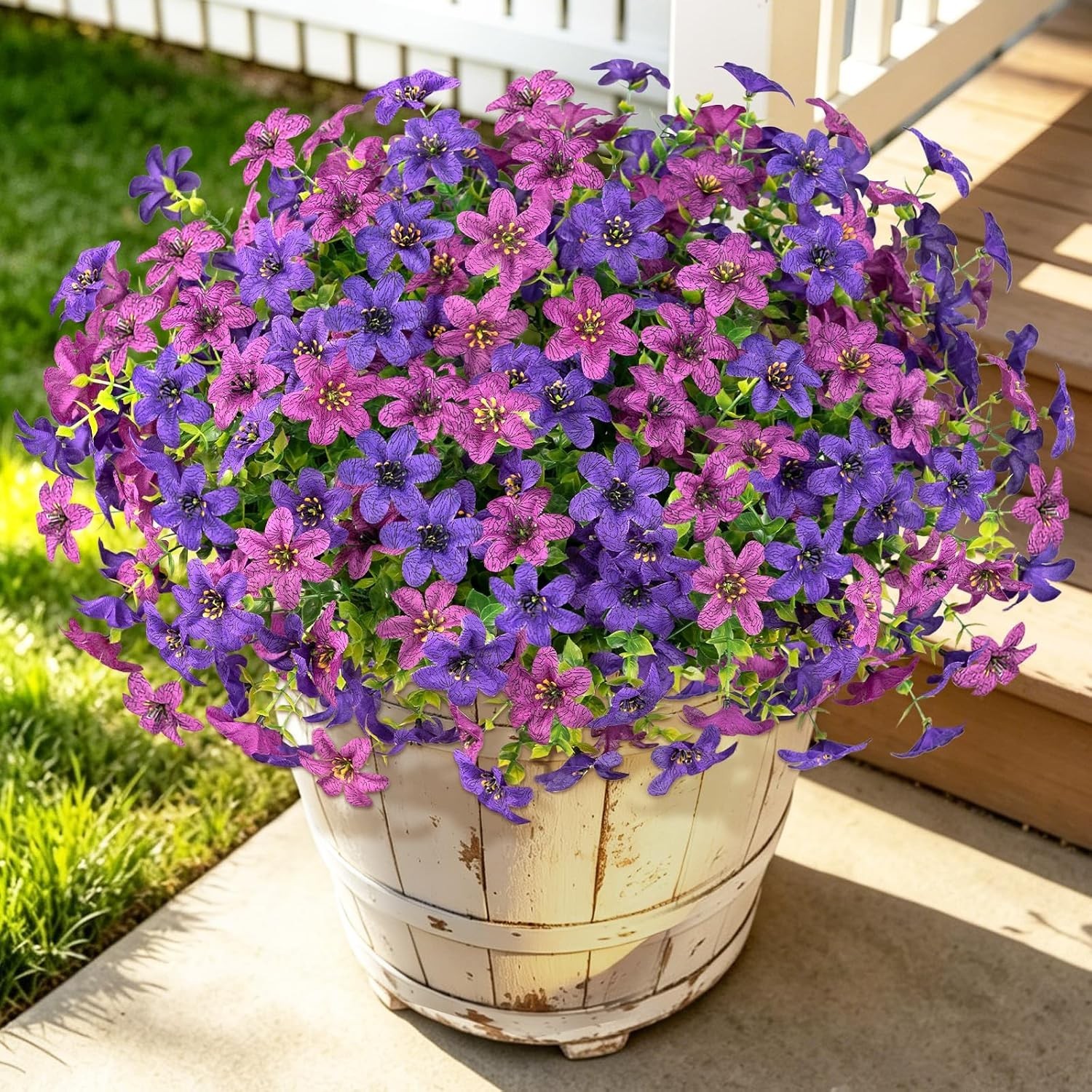 12 Bundles Artificial Mums Flowers 252 Heads UV Resistant Faux Daisy Purple