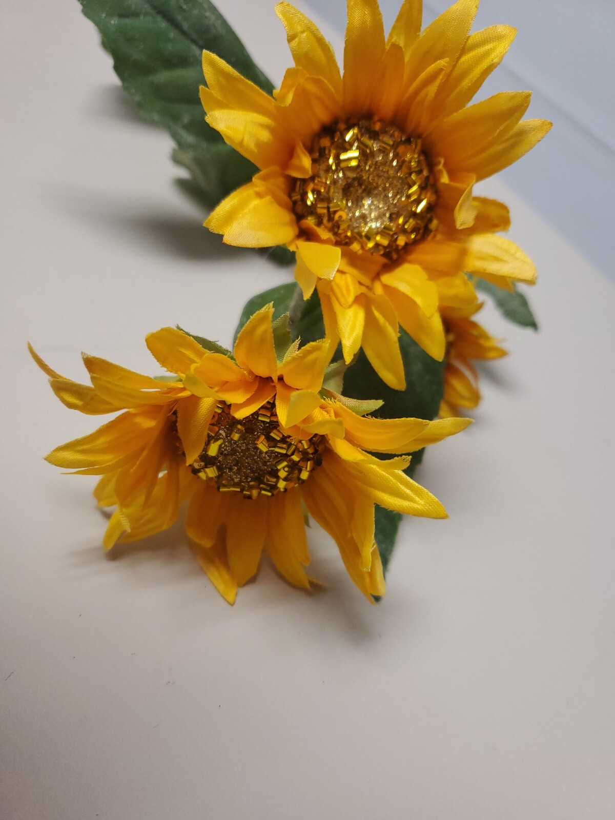 SM Bloom Bright Orange Sunflower Stem / Pick 29″ High Autumn Fall Summer Floral