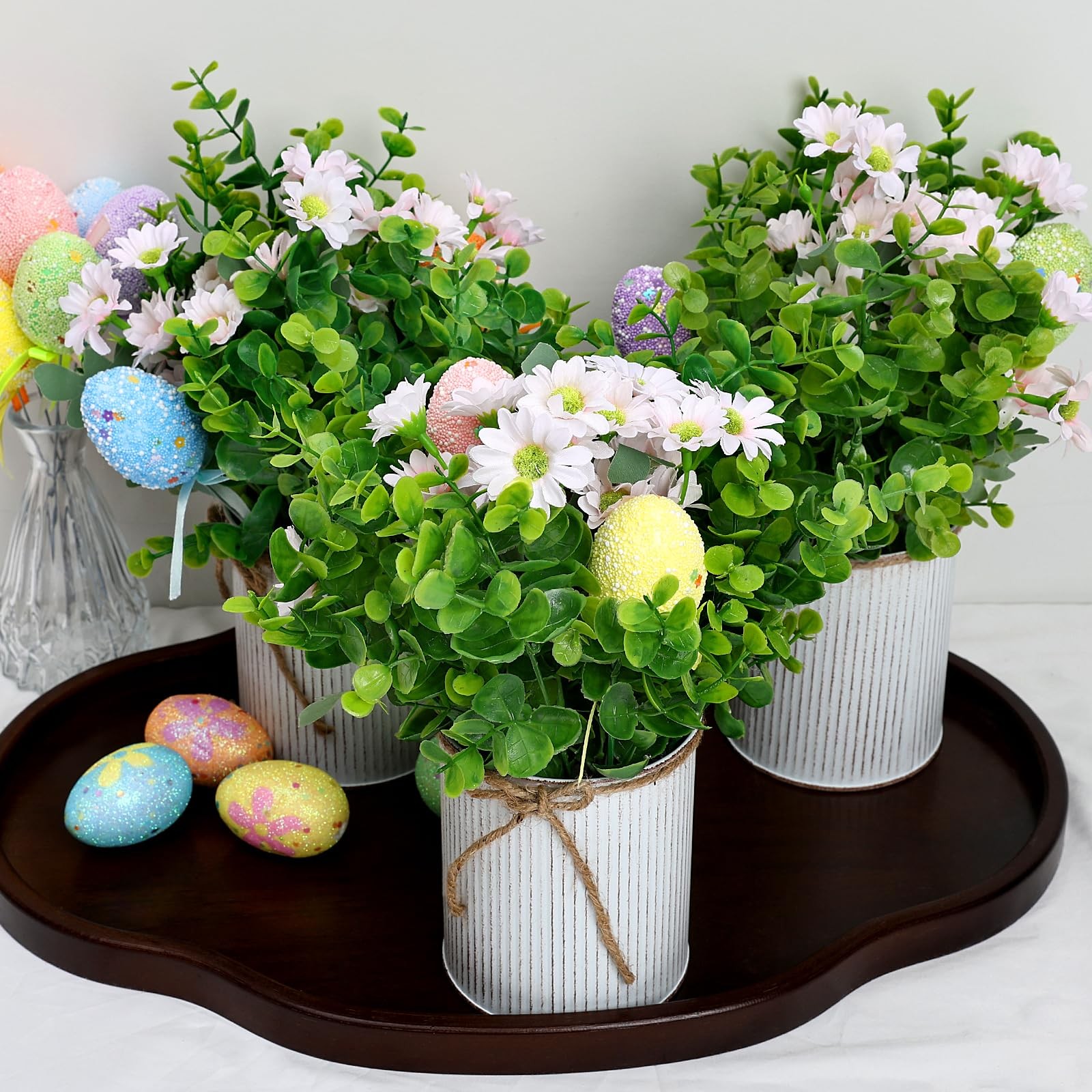 DIYDOFUN Spring Easter Table Decorations Centerpieces – Set of 6 PreMade Eggs…