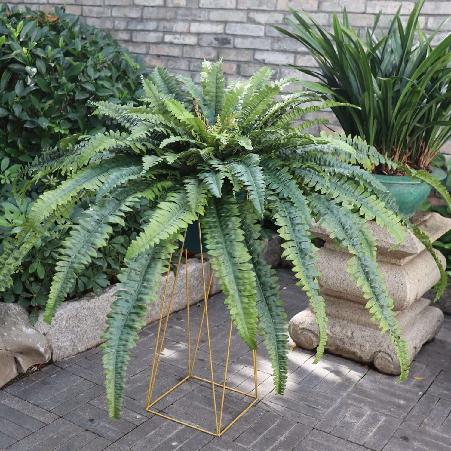 Artificial Fern for Outdoor Large 68″ Fake Fern Artificial Plants UV Resistant F