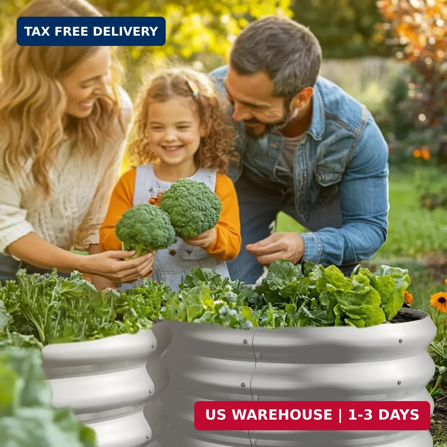 2x2x1ft Round Galvanized Raised Garden Bed Outdoor Metal Planter Box Raised Beds