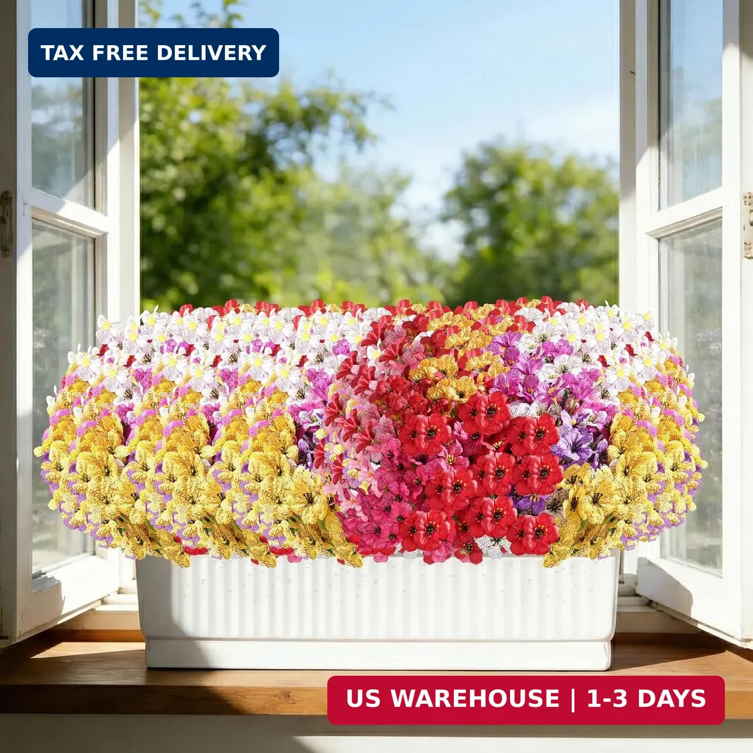 Powbrace 22 Pack Artificial Flowers for Outdoor Indoor Fake Plants, Faux Silk Fl