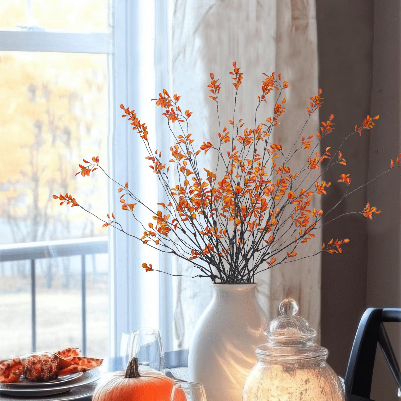 4 Pcs Artificial Greenery Stems Plants 35.4″ Faux Branches for Vase Filler Fa…
