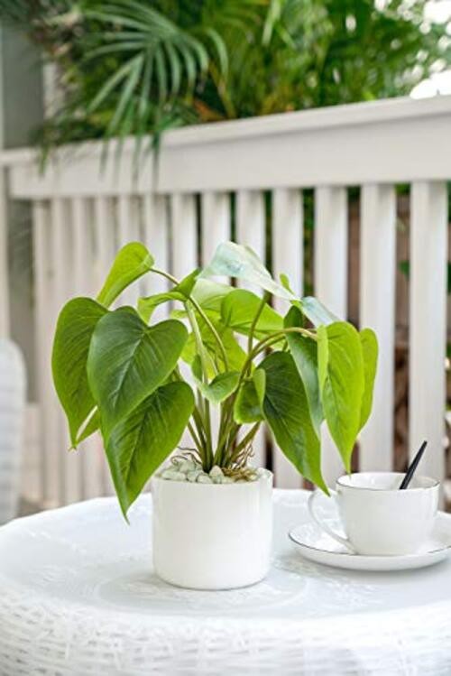 Fake Plants in Ceramic Pot, 11″ Potted Artificial Plants for Home Decor