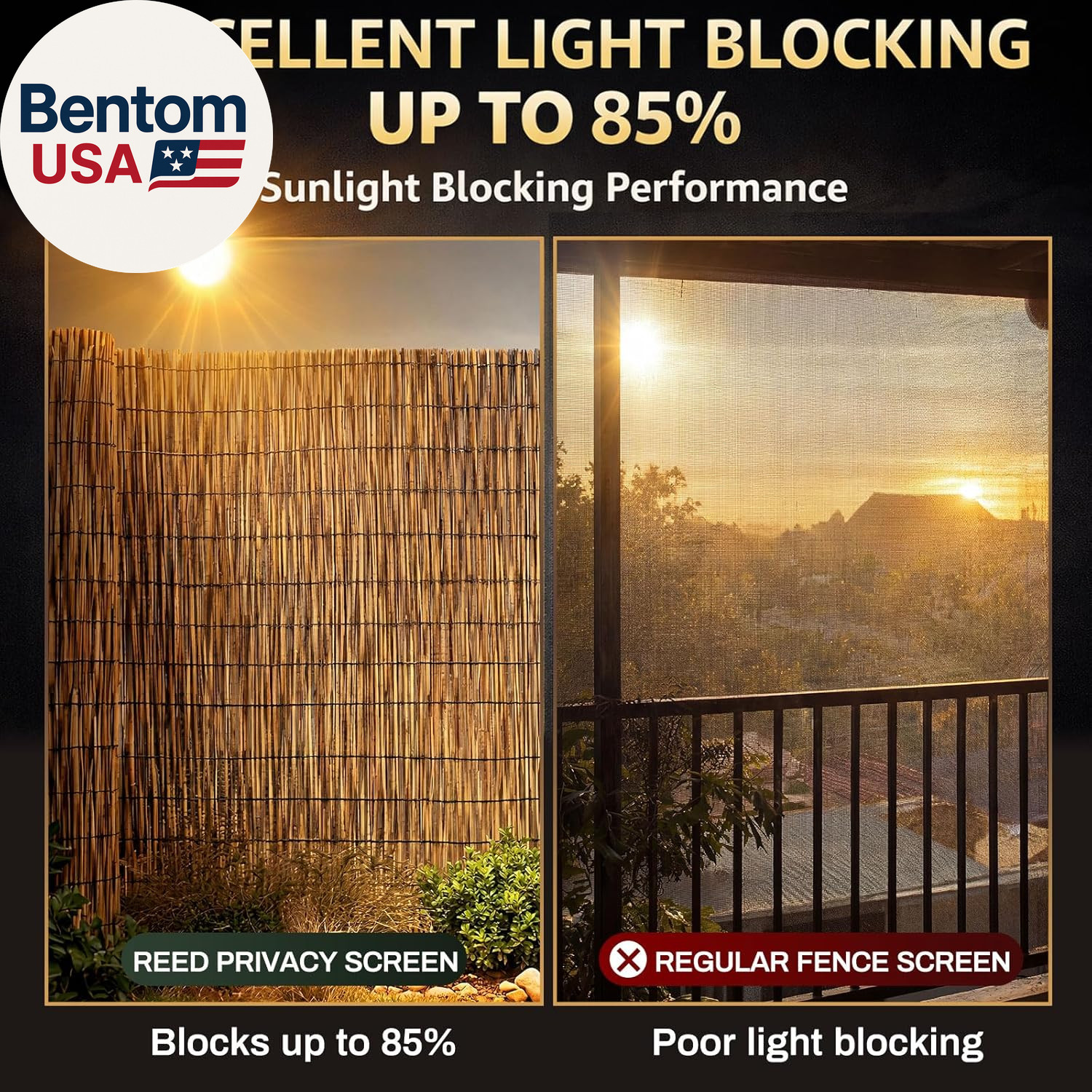 3 Pcs 3 X 16.4 Ft Reed Fence Roll, 85% Shade Bamboo Privacy Screen, Natural Deco