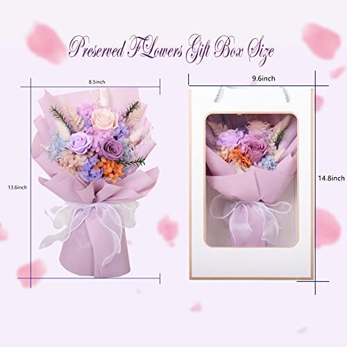 Preserved Flowers Bouquet Natural Real Long Lasting Roses and Flowers, pink
