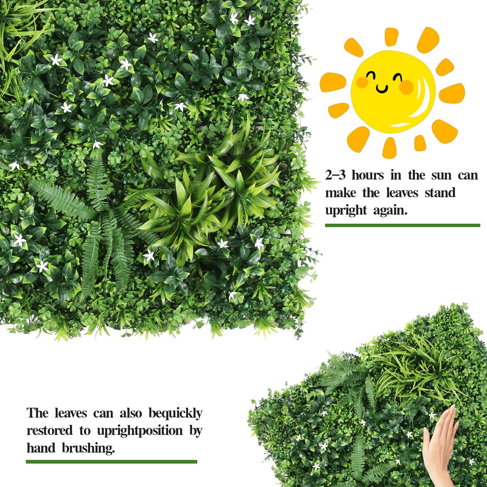 6-Pack Artificial Boxwood Wall Panels 40x40in Each 6-Plant Mix for Weddings
