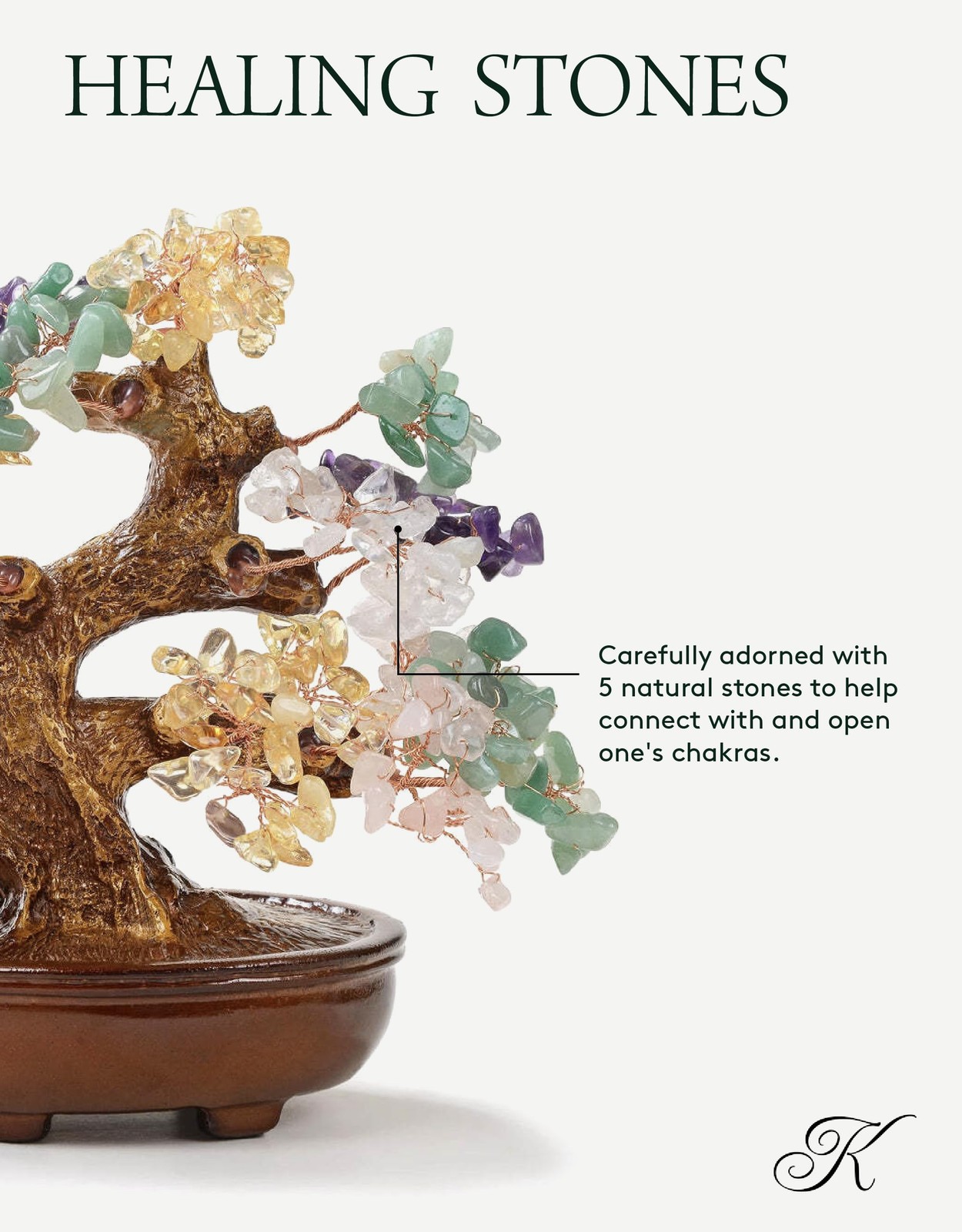 Natural Tree of Life (360 Gemstone Count) Chakra Crystal Tree – Bonsai Feng S…