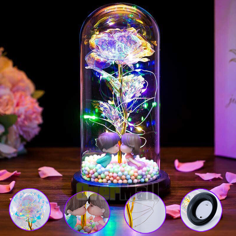Eternal Enchanted Galaxy Rose in Glass LED Flower Christmas Gifts for Her Womens