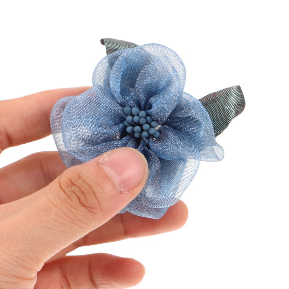 10 Pcs Handmade Flower Accessories Artificial Head Mesh Flowers Decorative