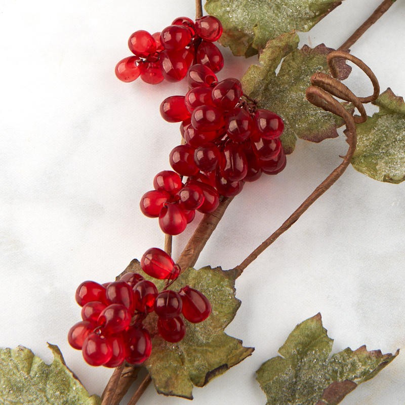 Group of 2 Red Artificial Grape Cluster 32″ Floral Stems