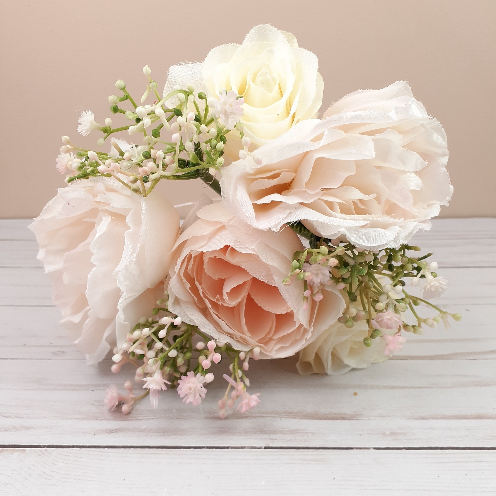 Flower Bouquet Spring Floral Decor Wedding Romantic Pale Peach F3