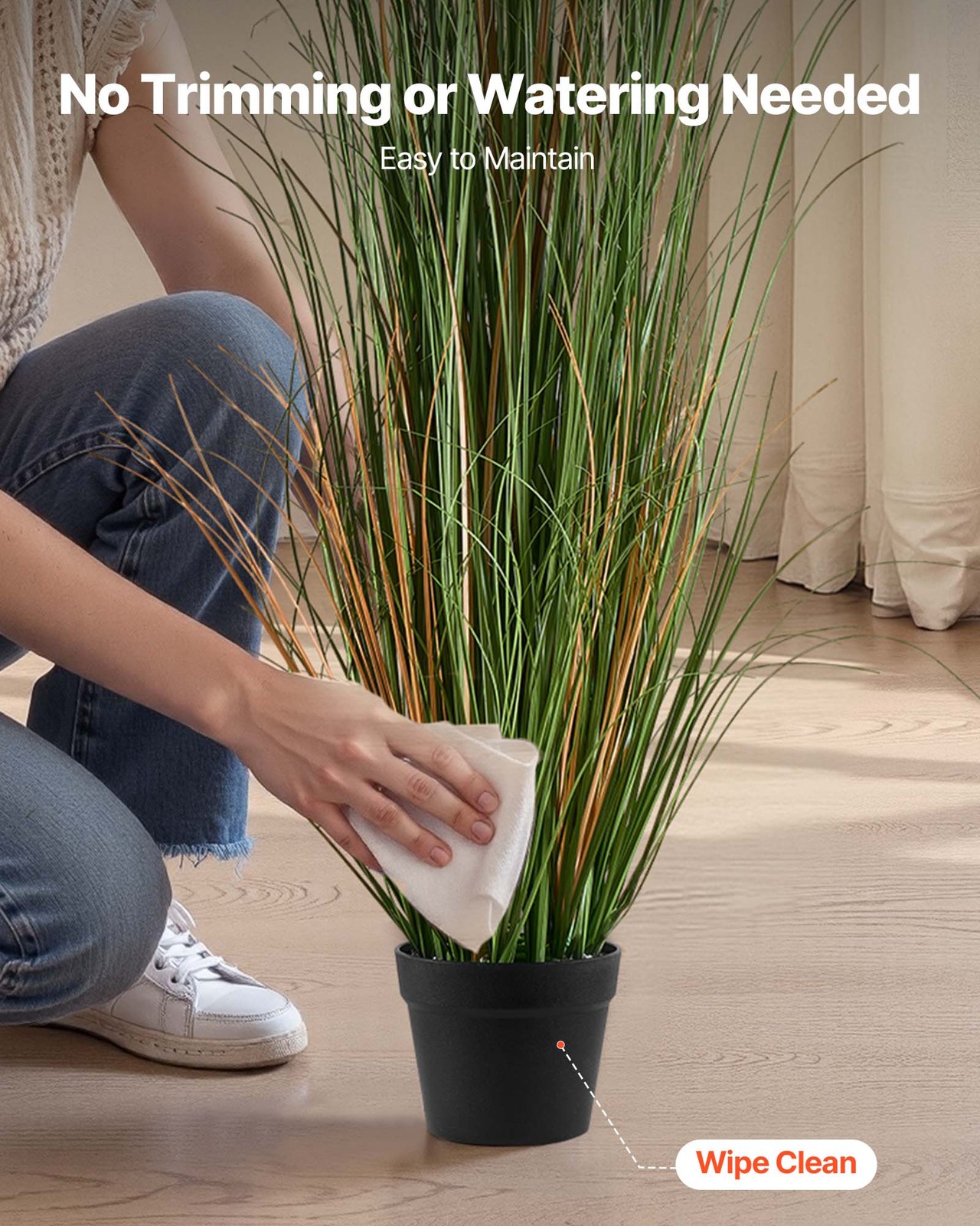 VEVOR Artificial Grass Plant 59 Inch Reed Flower Grass In Pot 2 Pack Green