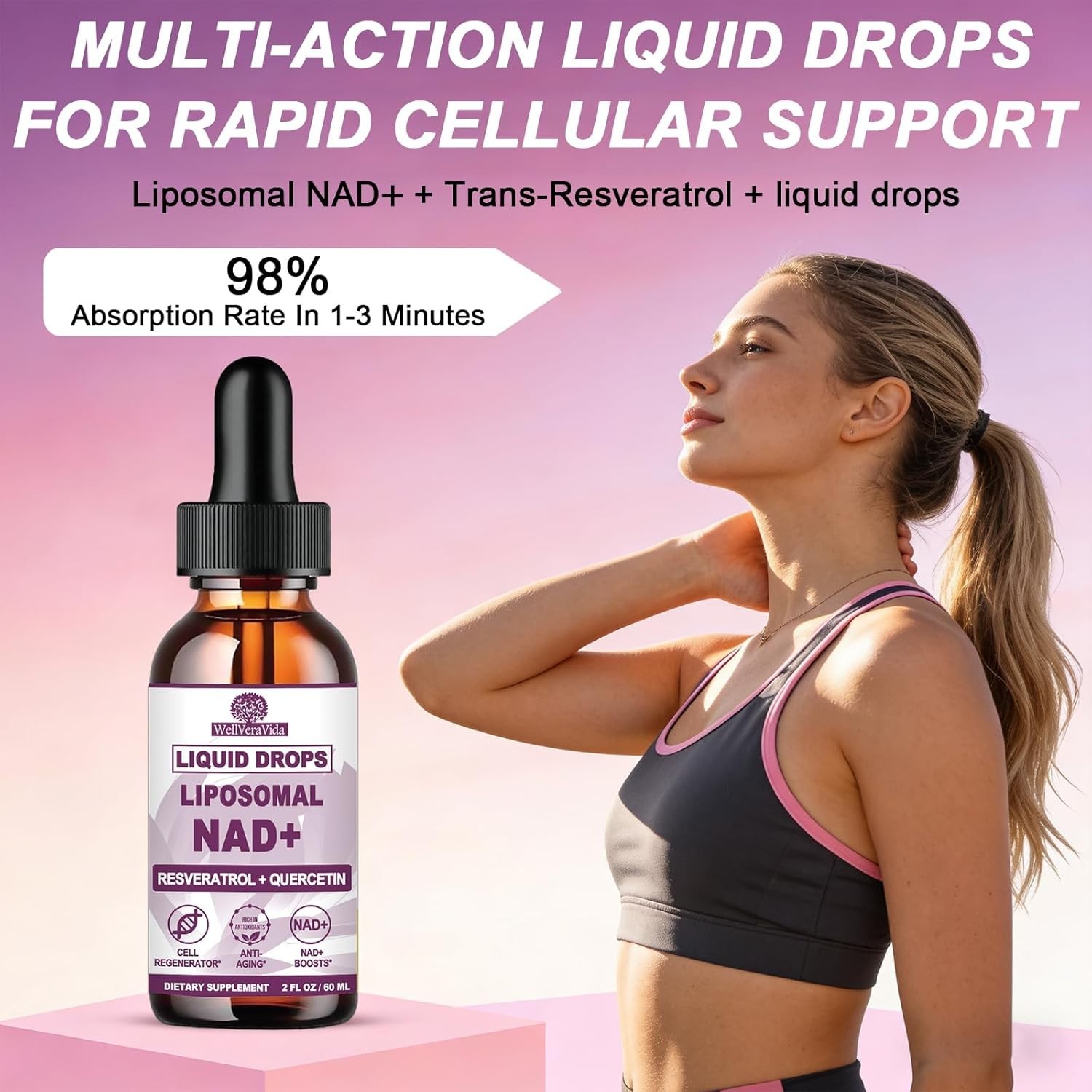 NAD+ Supplements for Men & Women, Extra Strength NMN 2 Fl Oz (Pack of 1)