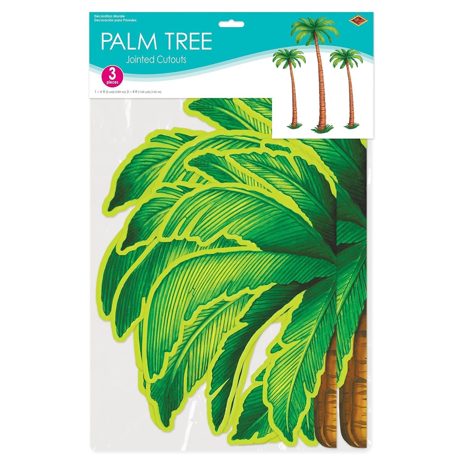 Tropical Palm Tree Cutouts – 3 Count, 2x 4’ & 1x 6’ Wall Decorations