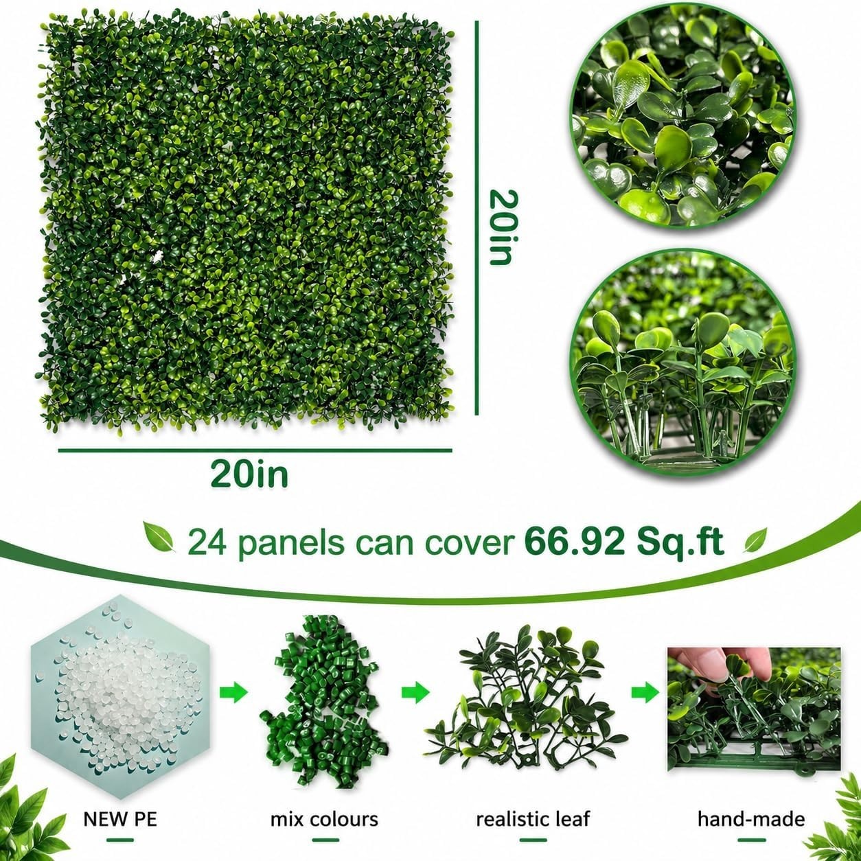 Versatile 10″x10″ Faux Green Wall Panels – 12 Pcs for Ultimate Home Decor Style