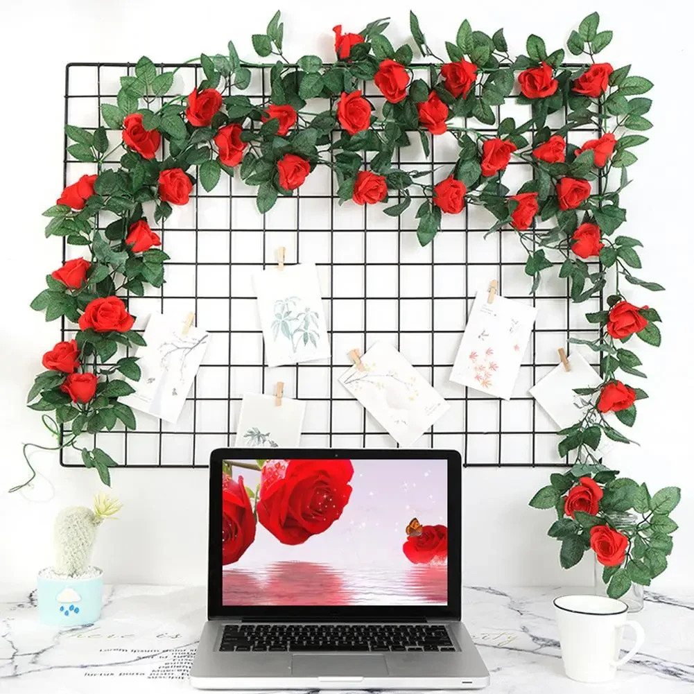 3 Pcs Fake Rose Vine Flowers Plants Artificial Hanging Ivy Wedding Decor 7.5 Ft
