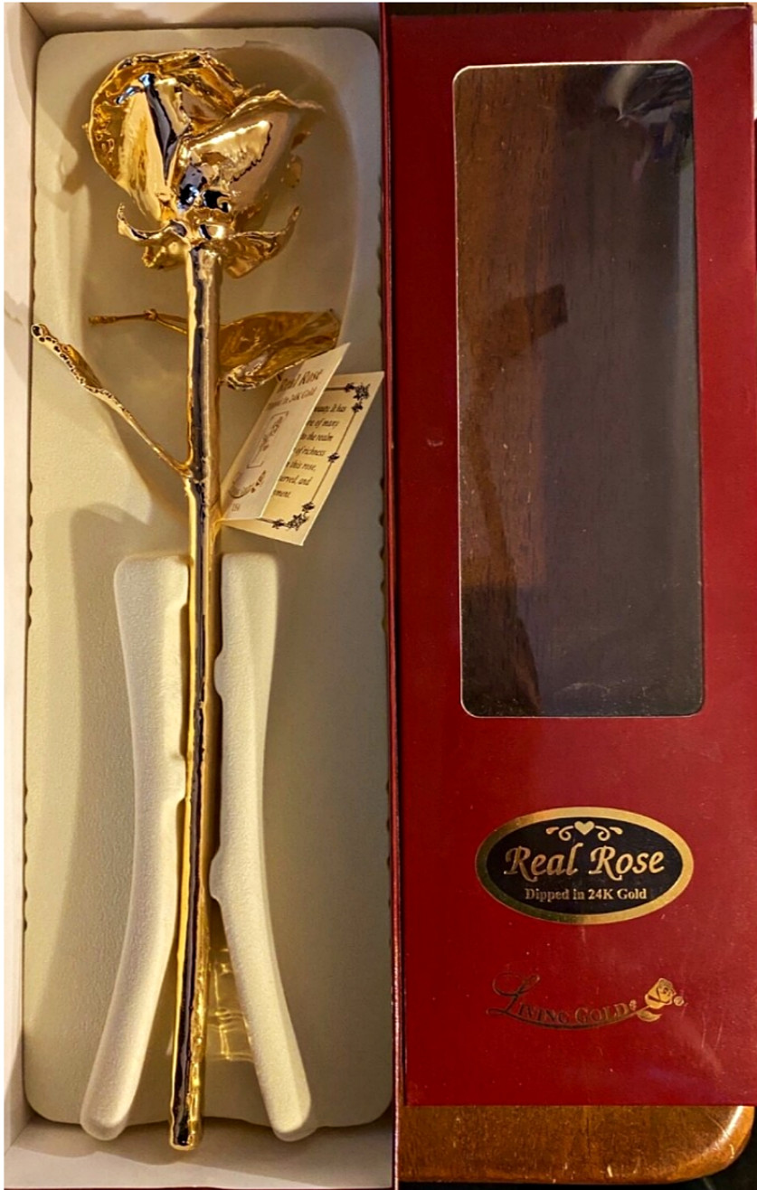 24K Gold Dipped Real Rose Handpicked Real Rose Preserved in 24K Gold USA