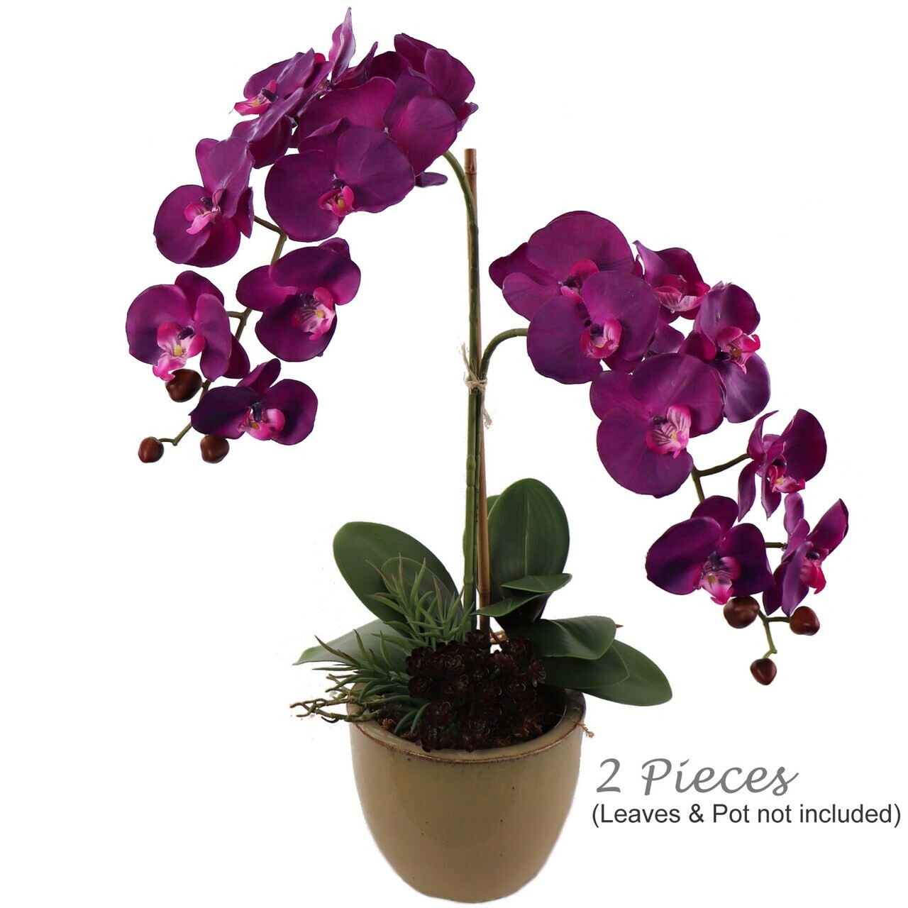 Phalaenopsis Orchid Stems Vibrant Purple Home/Wedding Decor 33.5 In Set Of 2