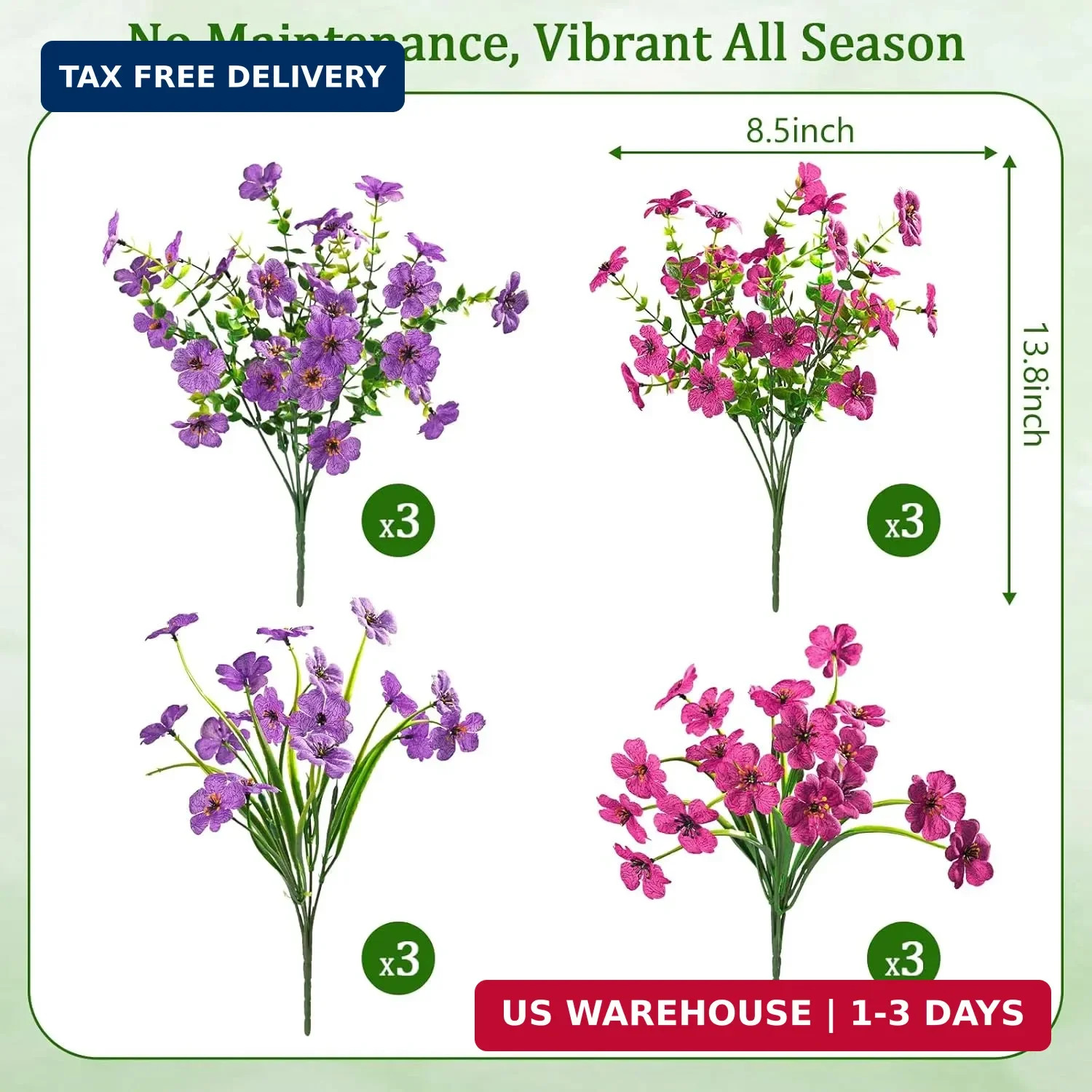 Yastouay 12 Bundles Artificial Flowers for Outdoors, UV Resistant Artificial Out