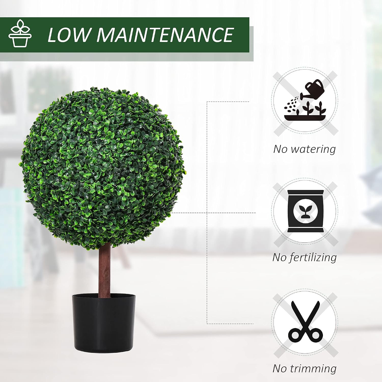 23.5″ Artificial Boxwood Topiary Ball Tree Nursery Pot Included | Fake Decorativ