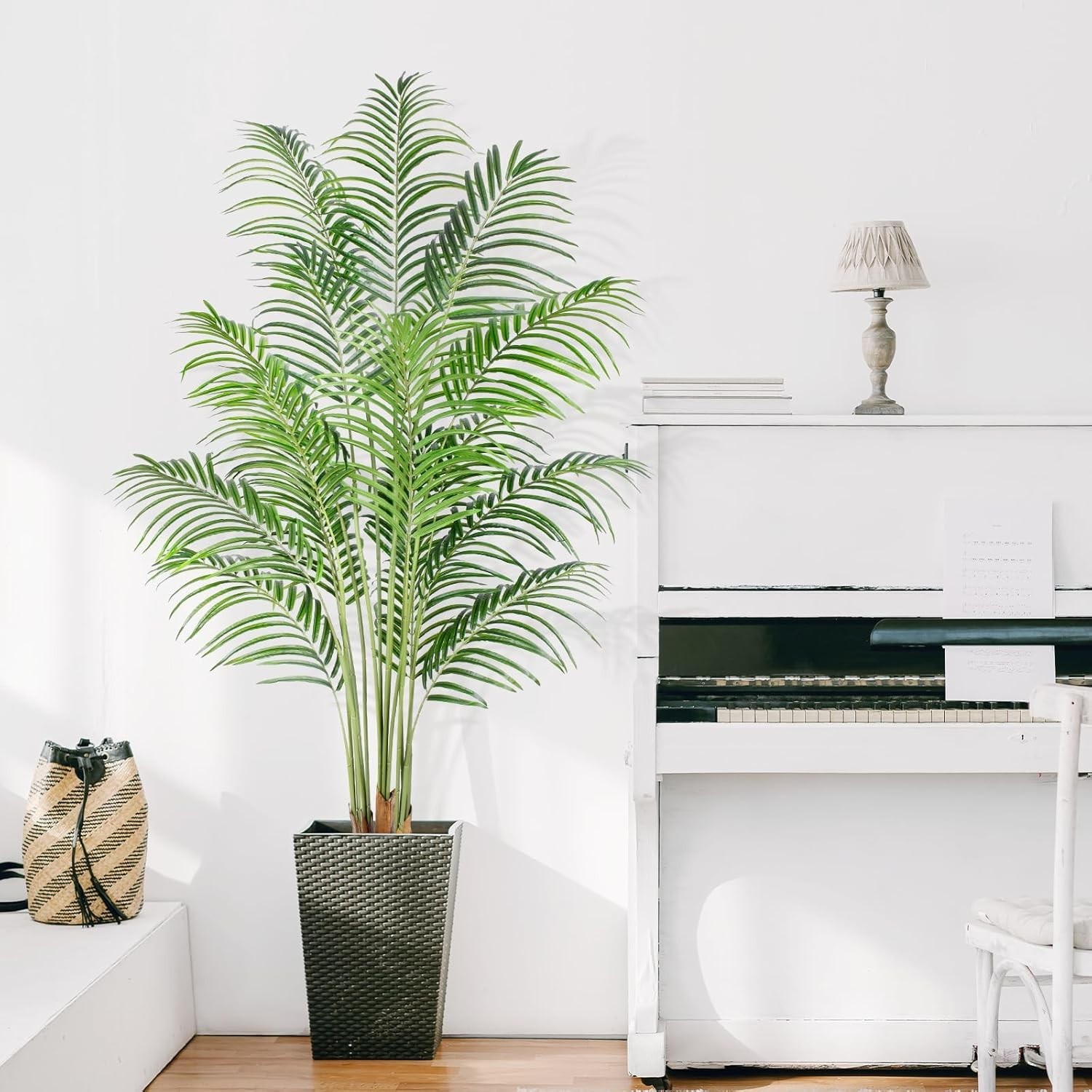 6ft Tropical Areca Palm Tree with Real Bark Design for Home/Office Decor